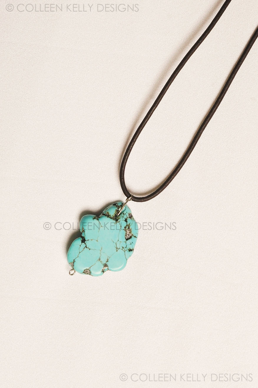 Colleen Kelly Designs Swimwear Style #2831 Image of Turquoise Slab Necklace