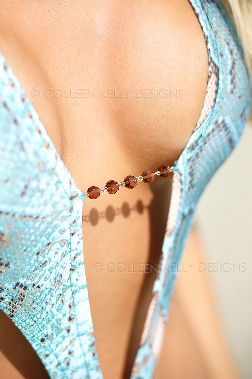 Colleen Kelly Designs Swimwear Style #1912 Image of Snake Beads Plunge Monokini